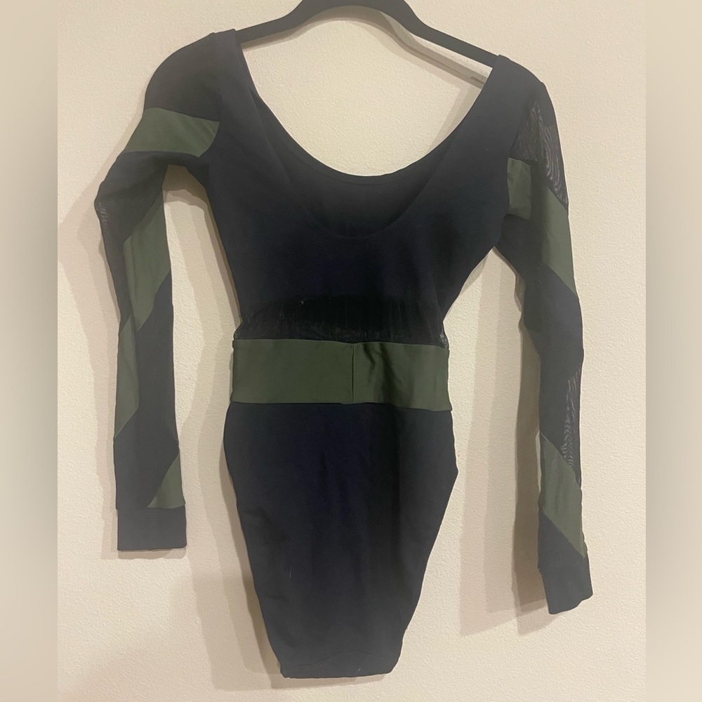 Forest green black bodysuit